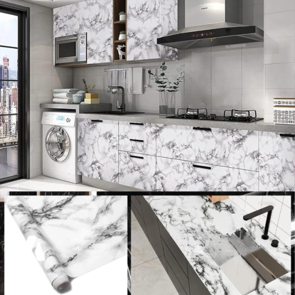 Marble Sheet ( Pack Of 1 Roll)Waterproof Heat Resistant Sheet For Living Room, Bathroom, Kitchen , Wallpaper ( 60 X 200 Cm )