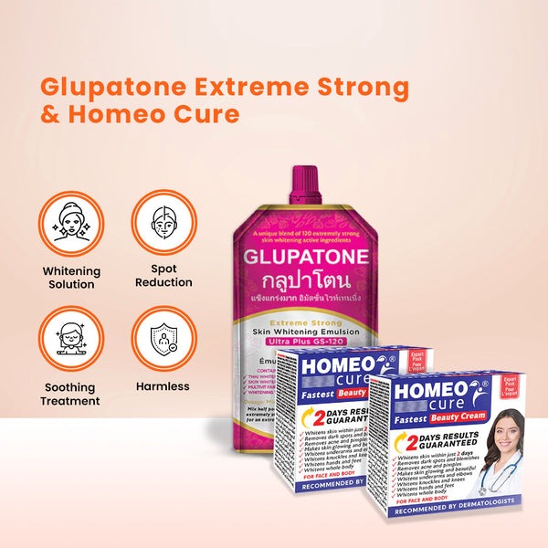 GLUPATONE Extreme Strong Whitening Emulsion 50ml With Homeo Cure Cream Pack Of 2