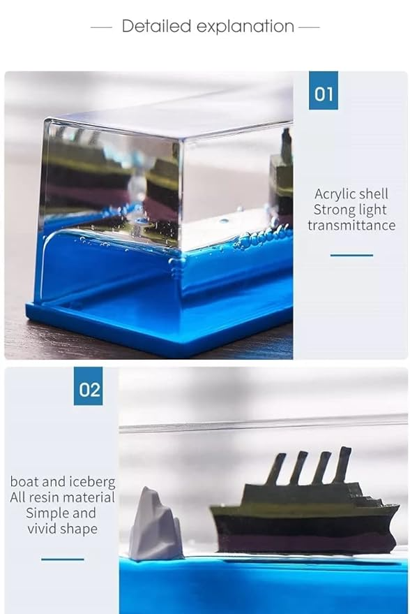 Moving Titanic Liquid Wave Cruise Ship, Car Interior Accessories Dashboard Decoration,Car Dashboard Living Room Office Smooth Movement
