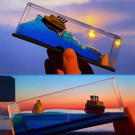 Moving Titanic Liquid Wave Cruise Ship, Car Interior Accessories Dashboard Decoration,Car Dashboard Living Room Office Smooth Movement